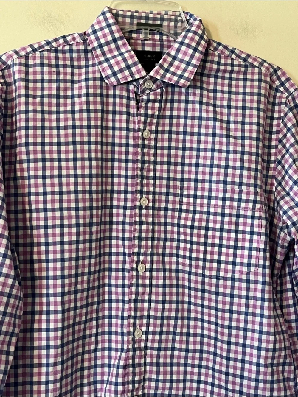 J. Crew Men's Check Button-Down Shirt - Purple & Blue Plaid Size Medium